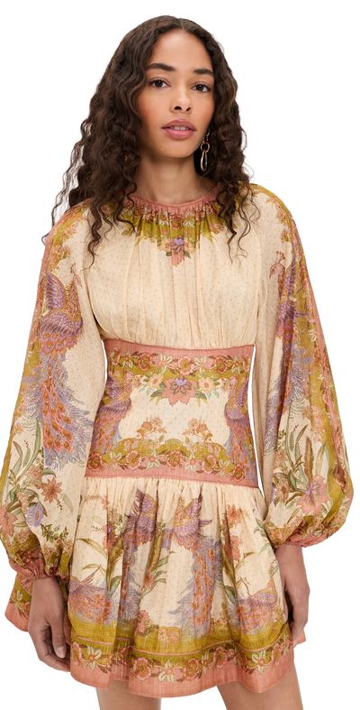 Zimmermann Zimmermann Indra Mini Dress Chartreuse Scarf Floral