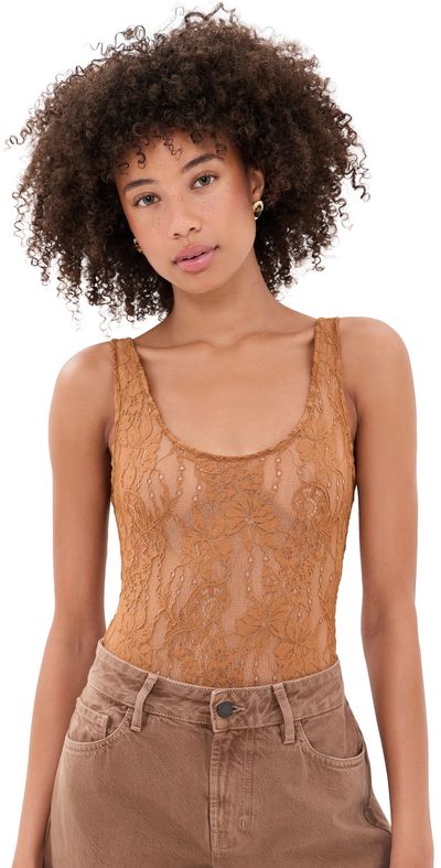 Zimmermann Zimmermann Lace Scoop Bodysuit Camel