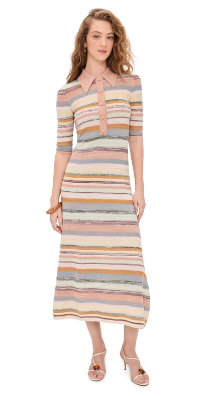 Zimmermann Zimmermann Luna Mouline Polo Midi Dress Multi Stripe