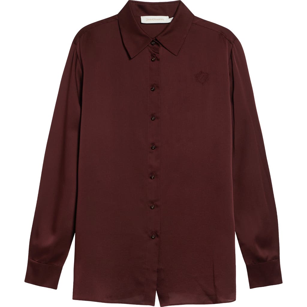 Zimmermann Zimmermann Luna Silk Satin Button-Up Shirt