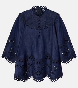 Zimmermann Zimmermann Mahon broderie anglaise denim top