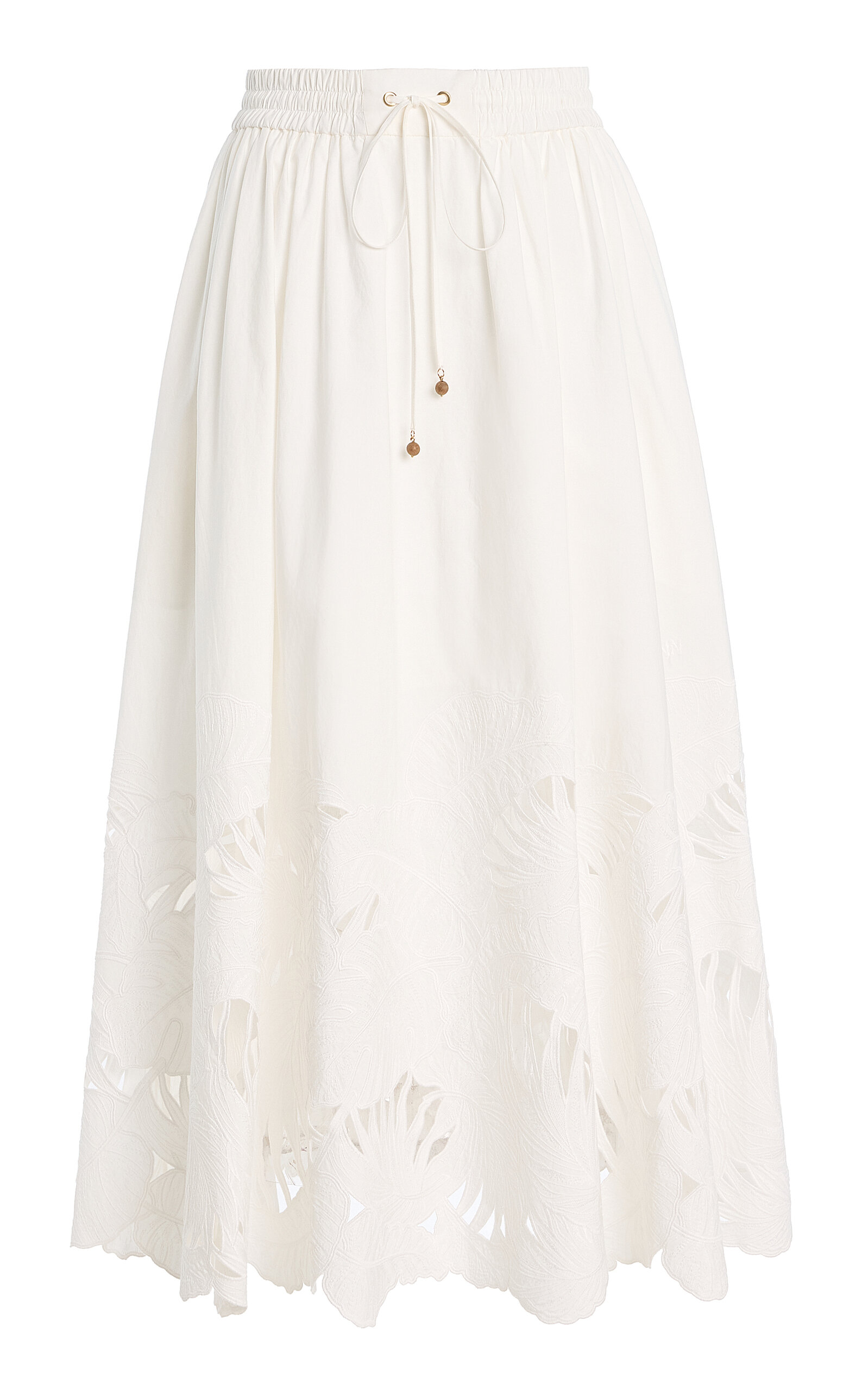 Zimmermann Zimmermann Mahon Embroidered Cotton Midi Skirt