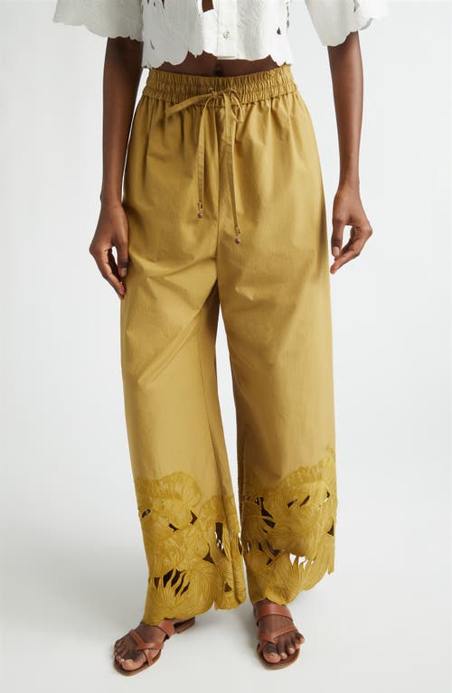 Zimmermann Zimmermann Mahon Embroidered Cutwork Cotton Wide Leg Ankle Pants