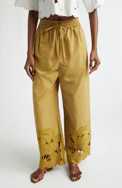 Zimmermann Zimmermann Mahon Embroidered Cutwork Cotton Wide Leg Ankle Pants