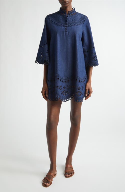 Zimmermann Zimmermann Mohan Broderie Anglaise Trim Denim Minidress