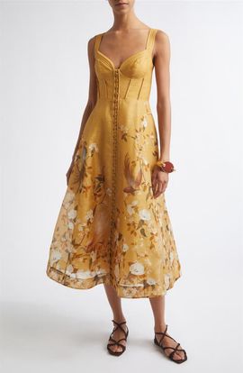 Zimmermann Zimmermann Momentum Floral Corded Linen & Silk Organza Midi Dress