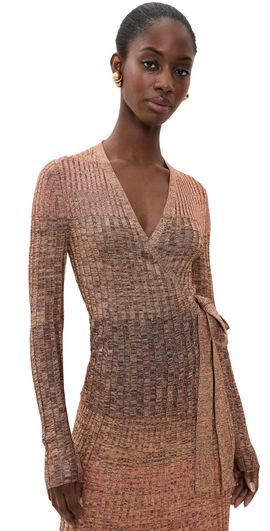 Zimmermann Zimmermann Mouline Rib Sweater Wrap Top Chocolate Multi