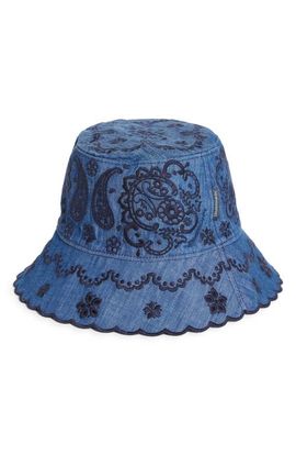 Zimmermann Zimmermann Paisley Embroidered Denim Bucket Hat