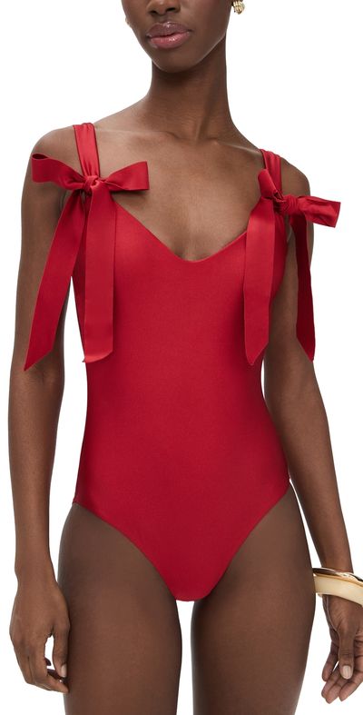 Zimmermann Zimmermann Patience Bow Tie One Piece Dark Red