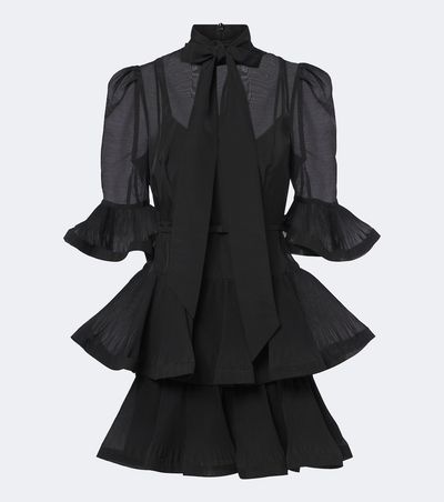 Zimmermann Zimmermann Pleated tie-neck minidress