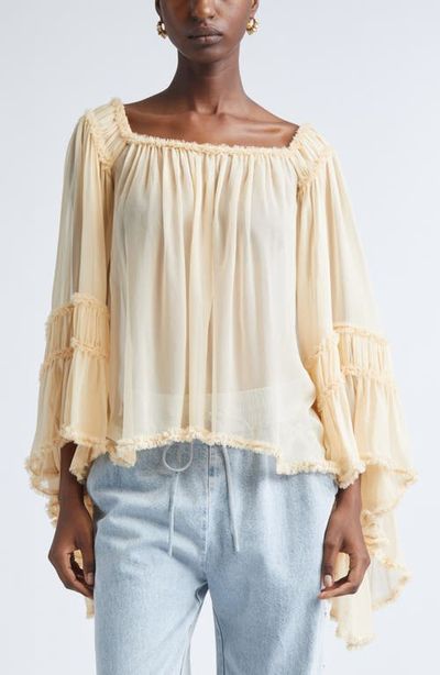Zimmermann Zimmermann Rebellion Frayed Off the Shoulder Silk Top
