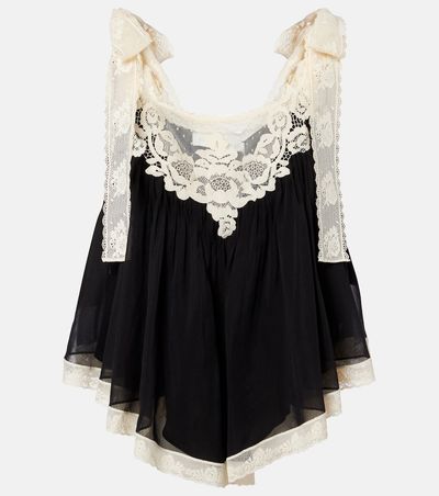 Zimmermann Zimmermann Roselight lace-trimmed cotton and silk top