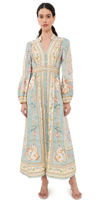 Zimmermann Zimmermann Roselight Plunge Dress Blue Tapestry Floral