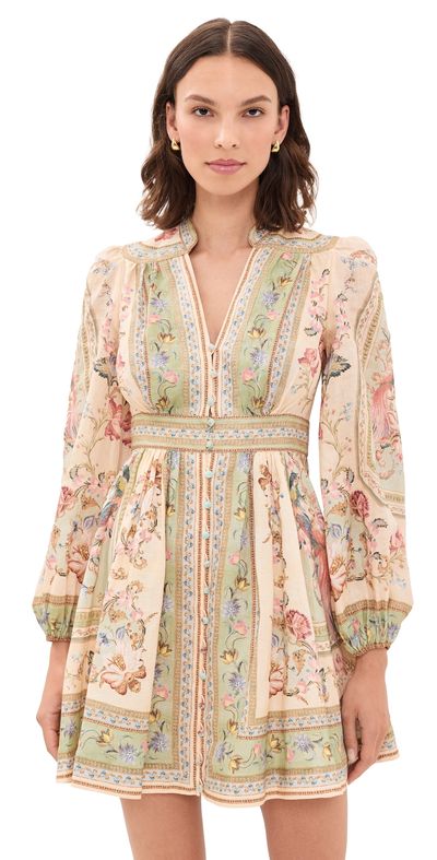 Zimmermann Zimmermann Roselight Plunge Mini Dress Sage Tapestry Floral