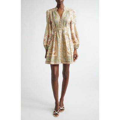 Zimmermann Zimmermann Roselight Print Long Sleeve Linen Minidress