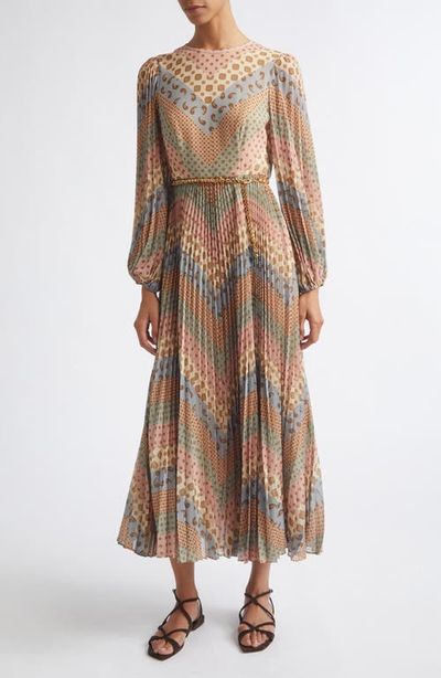 Zimmermann Zimmermann Sunray Chevron Print Long Sleeve Pleated Dress