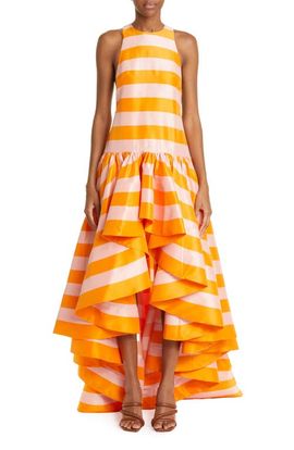 Zimmermann Zimmermann Tama Stripe High-Low Silk Dress