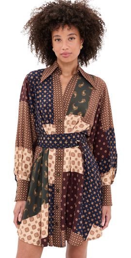Zimmermann Zimmermann Tuck Mini Dress Geo Patch Print