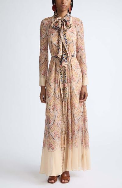 Zimmermann Zimmermann Valiant Deco Print Long Sleeve Maxi Shirtdress
