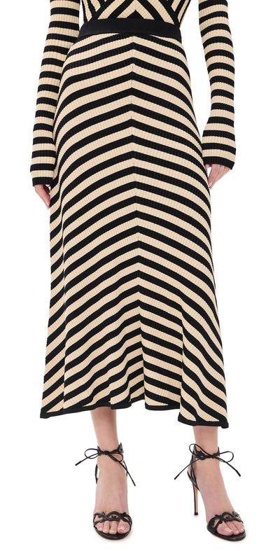 Zimmermann Zimmermann Valiant Deco Stripe Midi Skirt Black/Cream