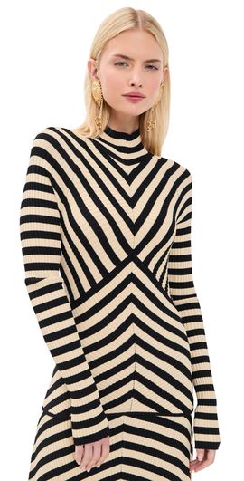 Zimmermann Zimmermann Valiant Deco Stripe Sweater Black/Cream