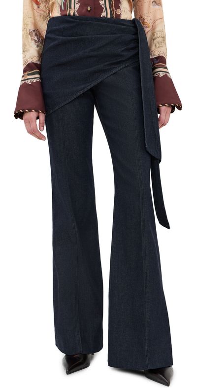 Zimmermann Zimmermann Valiant Draped Denim Flare Jeans Night Sky