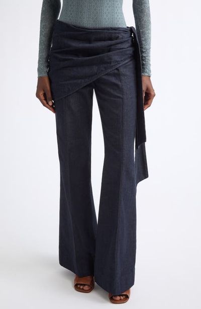 Zimmermann Zimmermann Valiant Draped Denim Flare Leg Pants