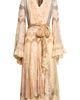 Zimmermann Zimmermann Valiant Floral Long Sleeve Silk & Lace Wrap Dress - 5