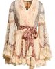 Zimmermann Zimmermann Valiant Floral Long Sleeve Silk & Lace Wrap Minidress - 5