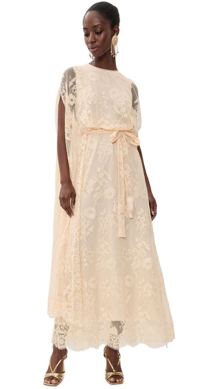 Zimmermann Zimmermann Valiant Lace Caped Maxi Dress Cream