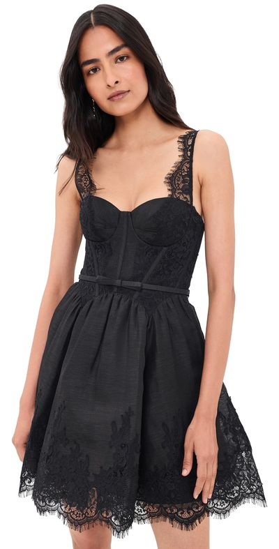 Zimmermann Zimmermann Valiant Lace Trim Mini Dress Black