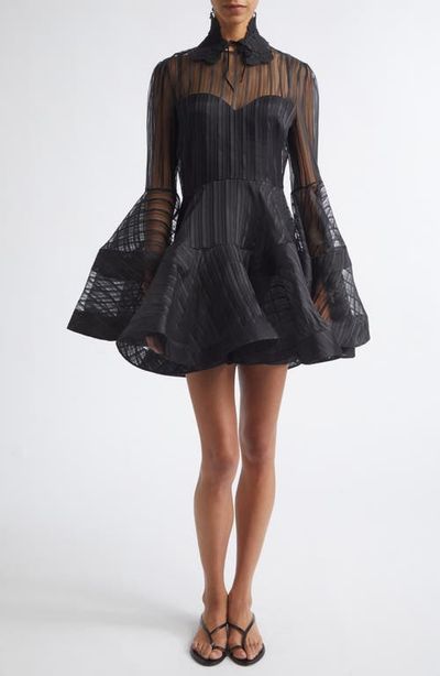 Zimmermann Zimmermann Valiant Lantern Stripe Long Sleeve Silk Minidress
