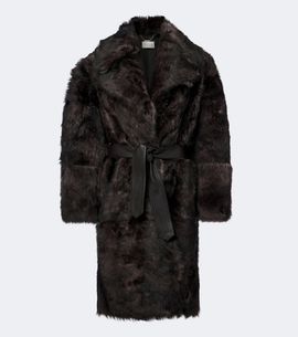 Zimmermann Zimmermann Valiant leather-trimmed shearling wrap coat