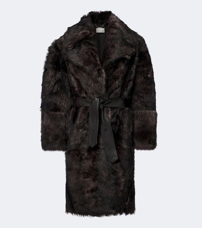 Zimmermann Zimmermann Valiant leather-trimmed shearling wrap coat