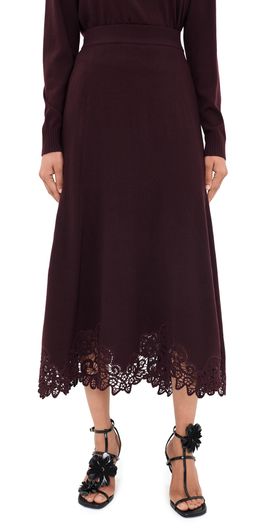 Zimmermann Zimmermann Valiant Merino Lace Skirt Mahogany