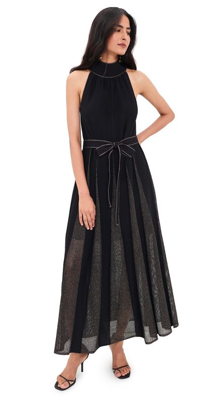 Zimmermann Zimmermann Valiant Metallic Halter Dress Black/Gold