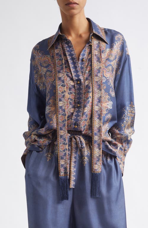 Zimmermann Zimmermann Valiant Paisley Print Tie Neck Silk Button-Up Shirt