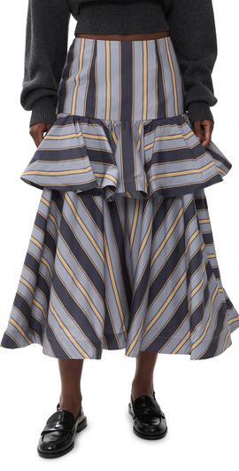 Zimmermann Zimmermann Valiant Peplum Midi Skirt Navy Stripe