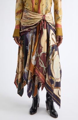 Zimmermann Zimmermann Valiant Print Draped Silk Scarf Skirt