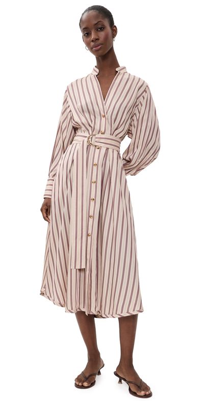 Zimmermann Zimmermann Valiant Tuck Shirt Dress Cream Rose Stripe