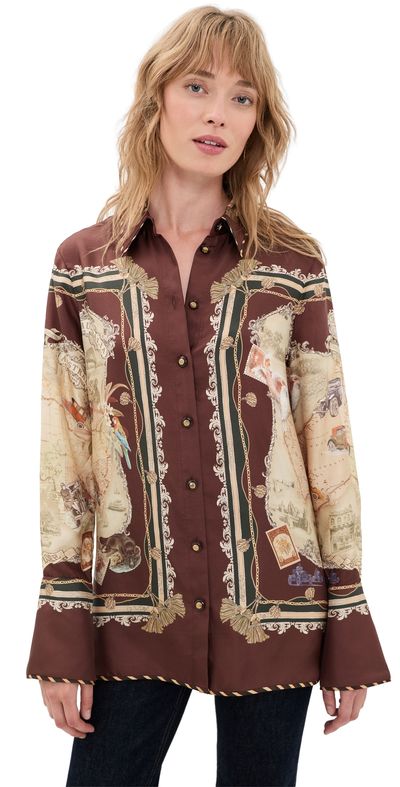 Zimmermann Zimmermann Valiant Twill Shirt Plum Scarf