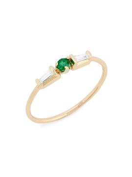 Zoë Chicco Women's 14K Yellow Gold, Emerald & Diamond Ring