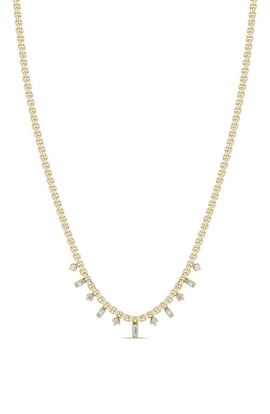 Zoë Chicco Zoë Chicco 14k Gold Diamond Baguette Round Box Necklace