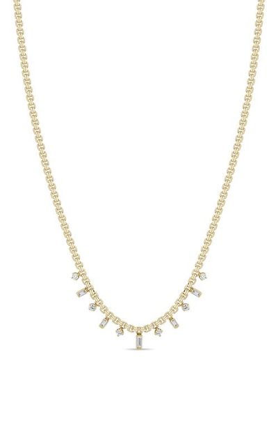 Zoë Chicco Zoë Chicco 14k Gold Diamond Baguette Round Box Necklace
