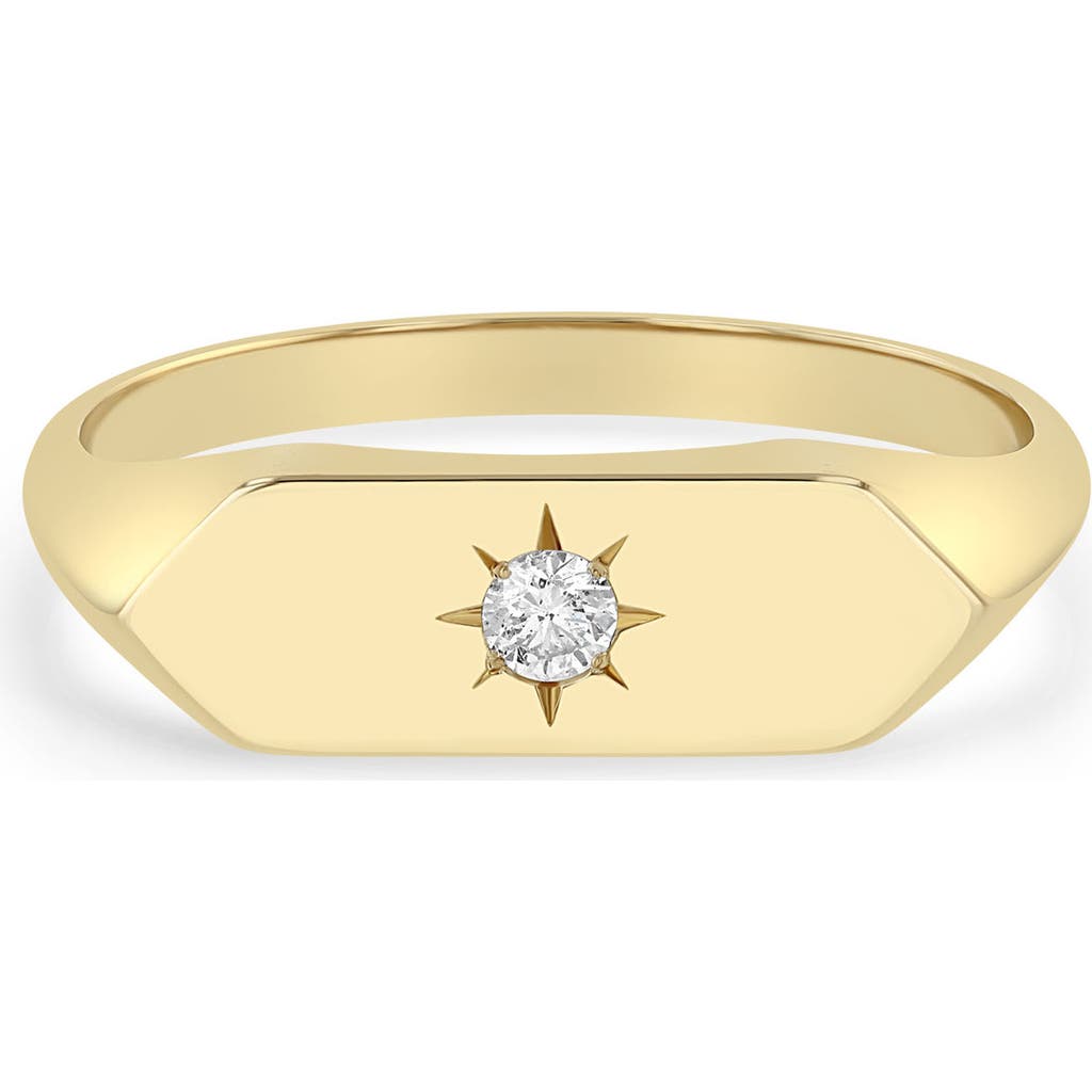 Zoë Chicco Zoë Chicco 14K Gold Diamond Flag Signet Ring