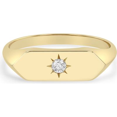 Zoë Chicco Zoë Chicco 14K Gold Diamond Flag Signet Ring
