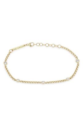 Zoë Chicco Zoë Chicco 14K Gold Floating Diamond Small Box Chain Station Bracelet
