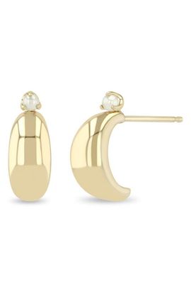 Zoë Chicco Zoë Chicco 14K Gold Thin Pearl Hoop Earrings