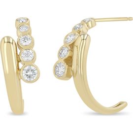 Zoë Chicco Zoë Chicco Bezel Diamonds 14k Gold Diamond Bypass Hoop Earrings