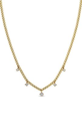 Zoë Chicco Zoë Chicco Dangling Diamond XS Curb Chain Necklace